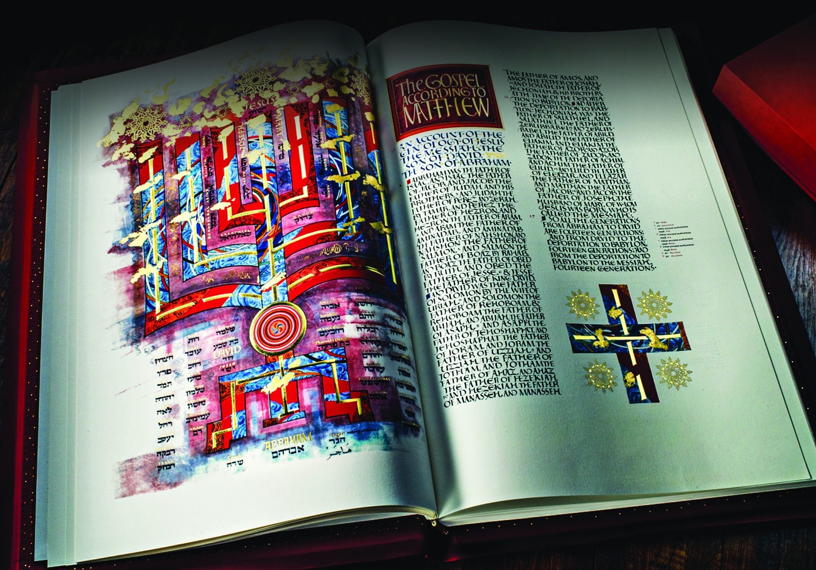 The Apostles Edition of The Saint John's Bible open to the Gospel of Matthew
