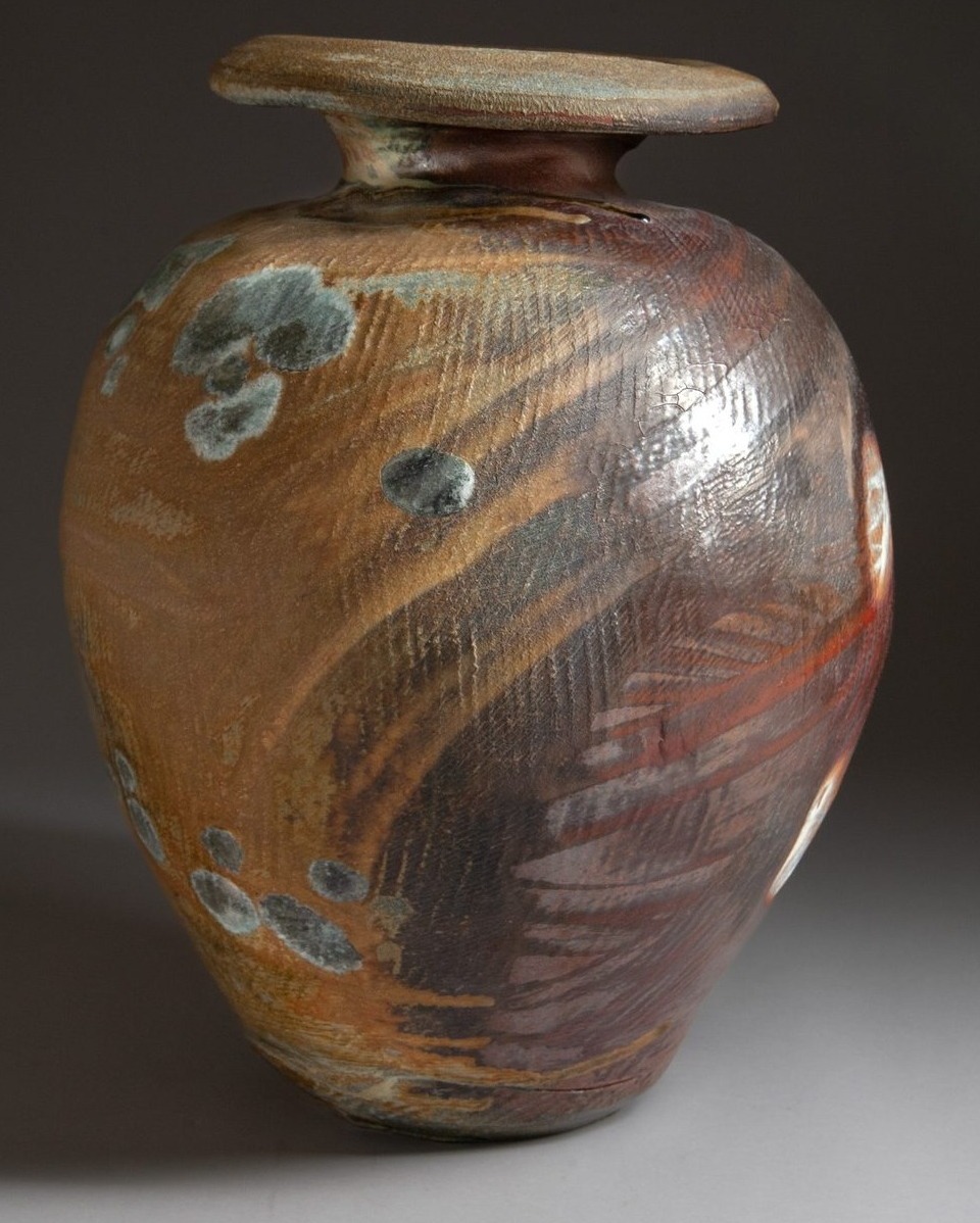 Richard Bresnahan, medium wood-fired stoneware jar from the Johanna Kiln