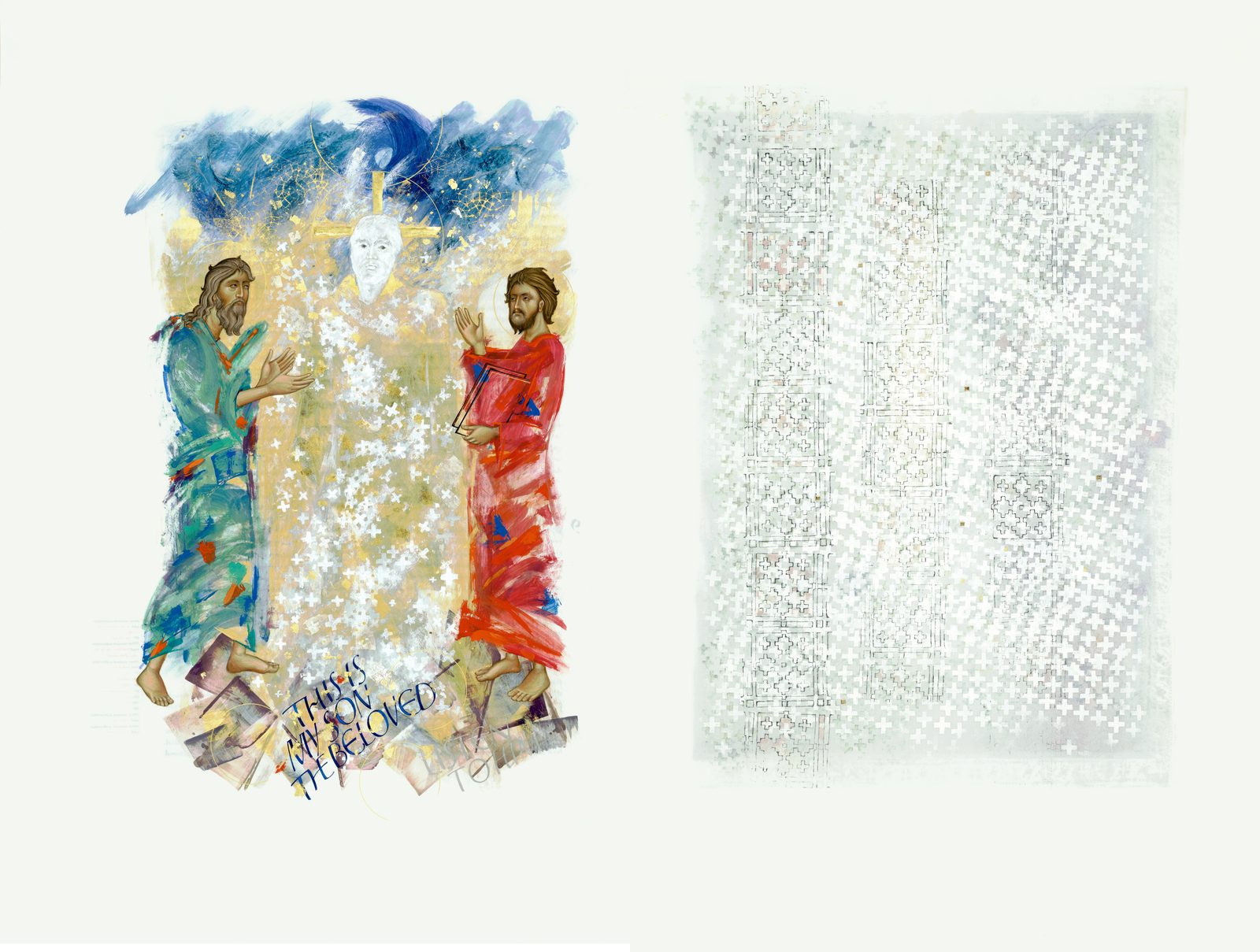 The Transfiguration illumination from the Saint John's Bible — gold leaf and pigment on vellum