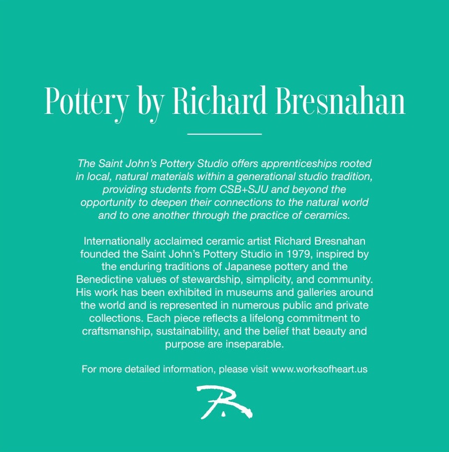 Pottery by Richard Bresnahan: the Saint John's Pottery Studio, founded in 1979, rooted in local materials and a generational studio tradition.